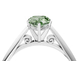 White gold Fancy Green Pear Cut Diamond Solitaire Engagement Ring with Cathedral Setting and Four-Prong Mount_162