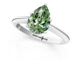 White gold Fancy Green Pear Cut Diamond Solitaire Engagement Ring with Classic Band and Four-Prong Setting_100