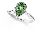 White gold Fancy Green Pear Cut Diamond Solitaire Engagement Ring with Four-Prong Setting and Classic Band_21