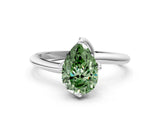 White gold Fancy Green Pear Cut Diamond Solitaire Engagement Ring with Four-Prong Setting and Classic Band_53