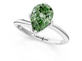 White gold Fancy Green Pear Cut Diamond Solitaire Engagement Ring with Four-Prong Setting and Classic Band_54