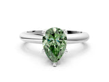 White gold Fancy Green Pear Cut Diamond Solitaire Engagement Ring with Round Band and Four-Prong Setting_194