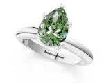 White gold Fancy Green Pear Cut Diamond Solitaire Engagement Ring with Round Band and Four-Prong Setting_195