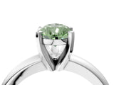 White gold Fancy Green Pear Cut Diamond Solitaire Engagement Ring with Round Band and Four-Prong Setting_198