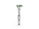 White gold Fancy Green Pear Cut Diamond Solitaire Engagement Ring with Twisted Pavé Band and Four-Prong Setting_82