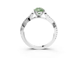 White gold Fancy Green Pear Cut Diamond Solitaire Engagement Ring with Twisted Pavé Band and Four-Prong Setting_83