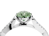 White gold Fancy Green Pear Cut Diamond Solitaire Engagement Ring with Twisted Pavé Band and Four-Prong Setting_89