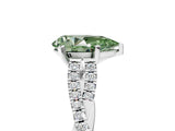 White gold Fancy Green Pear Cut Diamond Solitaire Engagement Ring with Twisted Pavé Band and Four-Prong Setting_90