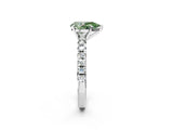White gold Fancy Green Pear Cut Diamond Solitaire Pavé Engagement Ring with Round Band and Prong Setting_59