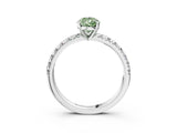 White gold Fancy Green Pear Cut Diamond Solitaire Pavé Engagement Ring with Round Band and Prong Setting_60