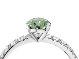 White gold Fancy Green Pear Cut Diamond Solitaire Pavé Engagement Ring with Round Band and Prong Setting_61