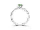 White gold Fancy Green Pear Cut Diamond Solitaire Pavé Engagement Ring with Round Band and Prong Setting_66