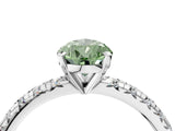 White gold Fancy Green Pear Cut Diamond Solitaire Pavé Engagement Ring with Round Band and Prong Setting_67