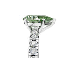 White gold Fancy Green Pear Cut Diamond Solitaire Pavé Engagement Ring with Round Band and Prong Setting_68