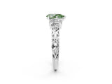 White gold Fancy Green Pear Cut Diamond Solitaire Ring with Filigree Band and Four-Prong Setting_43