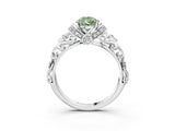 White gold Fancy Green Pear Cut Diamond Solitaire Ring with Filigree Band and Four-Prong Setting_44