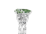 White gold Fancy Green Pear Cut Diamond Solitaire Ring with Filigree Band and Four-Prong Setting_50