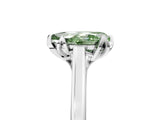 White gold Fancy Green Pear Cut Diamond Solitaire Ring with Flower Prong Setting and Classic Band_19