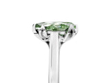 White gold Fancy Green Pear Cut Diamond Solitaire Ring with Flower Prong Setting and Classic Band_57
