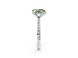 White gold Fancy Green Pear Cut Diamond Solitaire Ring with Four-Prong Setting and Pavé Band_17