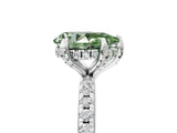 White gold Fancy Green Pear Cut Diamond Solitaire Ring with Four-Prong Setting and Pavé Band_20