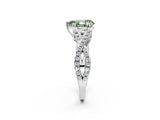 White gold Fancy Green Pear Cut Diamond Solitaire Ring with Four-Prong Setting and Twisted Pavé Band_32
