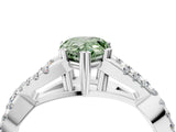 White gold Fancy Green Pear Cut Diamond Solitaire Ring with Four-Prong Setting and Twisted Pavé Band_34