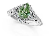 White gold Fancy Green Pear Cut Diamond Solitaire Ring with Hidden Halo and Pavé Band_40