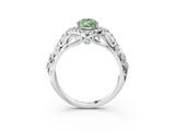 White gold Fancy Green Pear Cut Diamond Solitaire Ring with Hidden Halo and Pavé Band_42