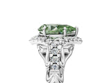 White gold Fancy Green Pear Cut Diamond Solitaire Ring with Hidden Halo and Pavé Band_44