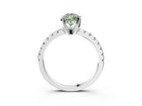White gold Fancy Green Pear Cut Diamond Solitaire Ring with Pavé Band and Four-Prong Setting_59