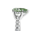 White gold Fancy Green Pear Cut Diamond Solitaire Ring with Pavé Band and Four-Prong Setting_60