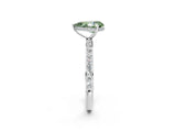 White gold Fancy Green Pear Cut Diamond Solitaire Ring with Pavé Band and Hidden Halo_34