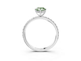 White gold Fancy Green Pear Cut Diamond Solitaire Ring with Pavé Band and Hidden Halo_35
