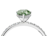 White gold Fancy Green Pear Cut Diamond Solitaire Ring with Pavé Band and Hidden Halo_36