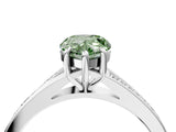 White gold Fancy Green Pear Cut Diamond Solitaire Ring with Pavé Band and Prong Setting_16