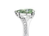 White gold Fancy Green Pear Cut Diamond Solitaire Ring with Pavé Band and Prong Setting_17