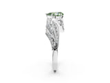 White gold Fancy Green Pear Cut Diamond Solitaire Ring with Prong Setting and Twisted Pavé Band_14