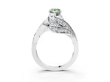White gold Fancy Green Pear Cut Diamond Solitaire Ring with Prong Setting and Twisted Pavé Band_15
