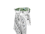 White gold Fancy Green Pear Cut Diamond Solitaire Ring with Prong Setting and Twisted Pavé Band_17