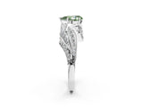 White gold Fancy Green Pear Cut Diamond Solitaire Ring with Prong Setting and Twisted Pavé Band_26