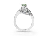 White gold Fancy Green Pear Cut Diamond Solitaire Ring with Prong Setting and Twisted Pavé Band_27