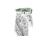 White gold Fancy Green Pear Cut Diamond Solitaire Ring with Prong Setting and Twisted Pavé Band_29