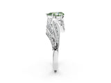 White gold Fancy Green Pear Cut Diamond Solitaire Ring with Prong Setting and Twisted Pavé Band_37