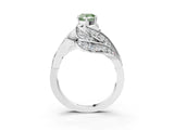 White gold Fancy Green Pear Cut Diamond Solitaire Ring with Prong Setting and Twisted Pavé Band_38