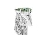 White gold Fancy Green Pear Cut Diamond Solitaire Ring with Prong Setting and Twisted Pavé Band_40