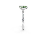 White gold Fancy Green Pear Cut Diamond Solitaire Ring with Round  Pavé Band and Prong Setting_170