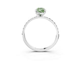 White gold Fancy Green Pear Cut Diamond Solitaire Ring with Round  Pavé Band and Prong Setting_171