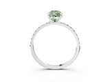 White gold Fancy Green Pear Cut Diamond Solitaire Ring with Round  Pavé Band and Prong Setting_183