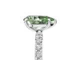 White gold Fancy Green Pear Cut Diamond Solitaire Ring with Round  Pavé Band and Prong Setting_185